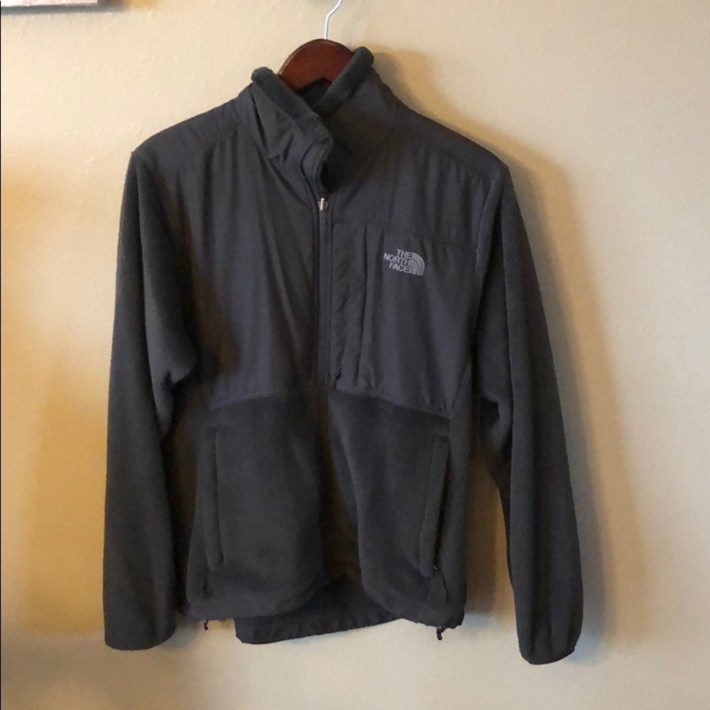 The North Face fleece jacket in charcoal gray